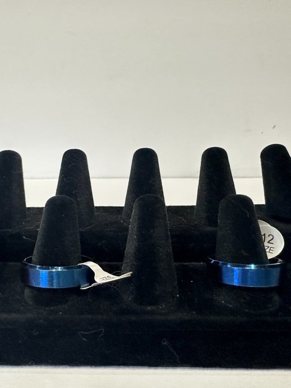 Men’s Blue Stainless Steel Classical Plain Stackable Band (2) Rings NWT